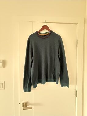 Ted Baker Dark Teal Crewneck Sweater with Contrasting Collar